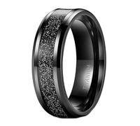 BCughia Mens Black Titanium Ring, 8MM Ring Sandstone Inlay Size L 1/2-X 1/2