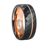 BCughia Mens Black Tungsten Wedding Ring, 4/6/8MM Faceted Groove Ring Size J 1/2-X 1/2