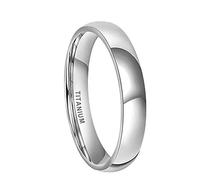 BCughia Mens Silver Titanium Ring, 4MM Ring Simple Polished Size L 1/2