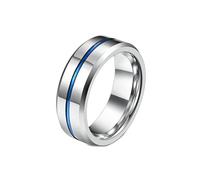 BCughia Men's Tungsten Wedding Rings, 8MM Ring Beveled Polished Edge Size N 1/2-Z
