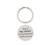 BCughia Metal Keyring, Key Ring for Mens Stainless Steel 25x25mm Keyring She is My Sister Not by Blood But Rather by Love