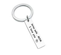 BCughia Mini Keychain, Mum Keyring Gifts Stainless Steel 10x10mm Keyring with Engraving Drive Safe L Love You