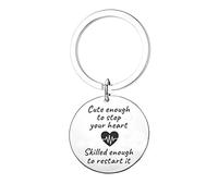 BCughia Mini Keyring, Funny Keyrings Stainless Steel 25mm Keyring with Engraving Cute Enough to Stop Your Heart