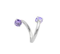 BCughia Nose Rings 316L Surgical Steel, Silver Nose Stud S Shape with Purple Cubic Zirconia Daith Conch Rook Tragus Cartilage Earring Body Piercing Jewelry for Women Men, 16G