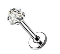 BCughia Nose Rings Studs 18 Gauge, G23 Titanium Silver Nose Ring 4mm Heart Shape Cubic Zirconia Lip Ring Cartilage Tragus Helix Earrings Piercing Jewelry for Women Men