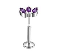 BCughia Nose Rings Studs 18 Gauge, G23 Titanium Silver Nose Ring Marquise Shape Purple Cubic Zirconia Cartilage Earring Helix Rook Tragus Daith Piercing Jewelry