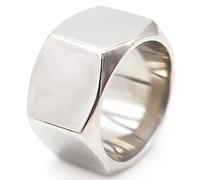 BCughia Punk Rings Middle Finger, Gothic Rings for Men Silver Titanium Silver Ring Wide Band 13mm Proposal Ring Gift Size R 1/2