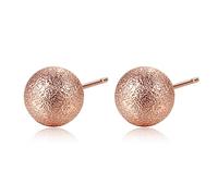 Bcughia Rose Gold Earrings, Copper Post with Friction Back Stud Earrings Simple Matte Ball Design Earring for Women, 8 mm, Copper, No Gemstone