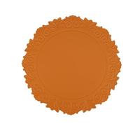 BCughia Round Placemats Set of 4, Orange Place Mats 15 inch Solid Color Flowers Edge Heat Resistant Placemats for Table
