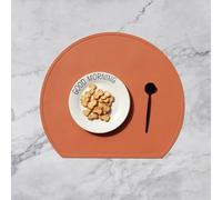 BCughia Set of 2 Table Mats, Orange Place Mats 13 x 15 inch Solid Color Half Round Table Placemats for Dining Room