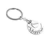 BCughia Silver 925 Key Chain, Key Chain Stainless Steel Keyring with Engraving I Love You to The Moon and Back Grandma for Thanksgiving Day Gift