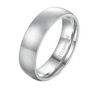 BCughia Silver Titanium Ring for Men, 6MM Simple Ring Size L 1/2
