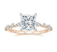 BCughia Sterling Silver Engagement Ring, 7x7mm Princess cut Cubic Zirconia Ring for Women Size T 1/2