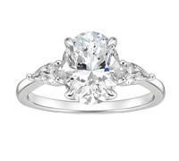 BCughia Sterling Silver Engagement Ring for Women, Silver Ring with 8x10mm 3ct Oval Cubic Zirconia Size X 1/2