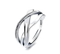 BCughia Sterling Silver Thumb Ring, Silver Rings for Women Thumb Interlaced Ring Infinite Sterling Silver Wedding Ring Size Adjustable for Women