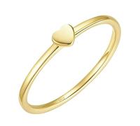 BCughia Sterling Silver Wedding Rings, Women Gold Ring Simple Heart Size L 1/2