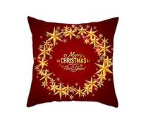BCughia Throw Pillow Covers, Red Decorative Pillow Covers Red Wine Gold Polyester Stars Circle Pattern New Year 40x40 Cushion Cover 1 Cushion Cover