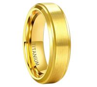 BCughia Titanium Mens Ring Gold, 6MM Ring Simple Brushed Size L 1/2