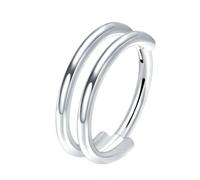 BCughia Titanium Nose Ring 16 Gauge Hoop, Silver Nose Rings Double Layer Septum Clicker Daith Tragus Helix Rook Cartilage Earring Lip Piercing Jewelry