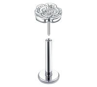 BCughia Titanium Nose Ring for Women, Silver Nose Stud Rose Flower Lip Ring Cartilage Tragus Helix Earrings Piercing Jewelry, 18G