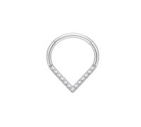 BCughia Titanium Nose Ring Hoop 16 Gauge, Silver Nose Rings Hollow Teardrop with Cubic Zirconia Daith Conch Rook Tragus Cartilage Earring Body Piercing Jewelry for Women Men