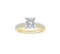 BCughia Wedding Band Ring Sterling Silver, 2ct Princess cut Cubic Zirconia Ring for Women Size T 1/2