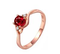 BCughia Wedding Bands for Women 18K Rose Gold, 4-prong with Ruby and Diamond 1.05ct Promise Rings Size L 1/2