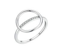 BCughia Wedding Bands for Women White Gold 14K, Marriage Rings Hollow Circle with Round Moissanite Rings Size L 1/2