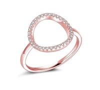 BCughia Wedding Bands Rose Gold 14K, Marriage Rings for Women Hollow Circle with Round Shape Moissanite Ring Size N 1/2