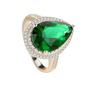 BCughia Wedding Bands White Gold 9K, Teardrop Created Emerald 7.5ct Engagement Band Ring for Women Size P 1/2