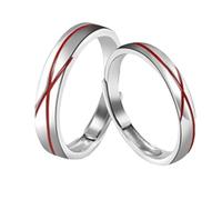 BCughia Wedding Ring Sets, Him and Her Sterling Silver Promise Rings for Long Distance Relationships Adjustable Couple Aniversary Band