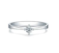 BCughia Wedding Ring Womens Platinum, Solitaire Moissanite 0.3ct Engagement Band for Women Size L 1/2
