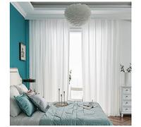 BCughia White Semi Sheer Curtains 96 inch Length 2 Panels Set, Solid Color Pinch Pleat Non-see-through Privacy Sheer Curtains for Living Room Bedroom 52" W x 96" L