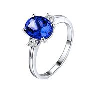 BCughia Womens Anniversary Rings White Gold, 18K Oval Shape 2.21ct Tanzanite and Diamond Engagement Rings Size V 1/2
