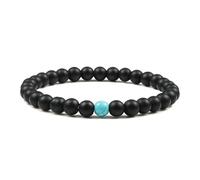 BCughia Womens Bead Bracelets, 6MM Matte Stone Blue Turquoise Bracelet, Beaded Stretch Bracelets