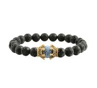 BCughia Womens Beaded Bracelet, 8MM Lava Rock Bracelet with Crown, Beaded Stretch Bracelets for Men