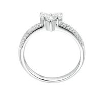 BCughia Women's Diamond Wedding Ring, 14K White Gold Rings Heart with 0.3ct Diamond Engagement Rings Size V 1/2
