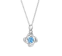 BCughia Women's Necklaces White Gold, 14K Flower Pendant with Topaz Trendy Necklace 40+5cm