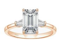 BCughia Womens Ring Sterling Silver, 3ct Rectangular Cubic Zirconia Ring for Women Size K 1/2