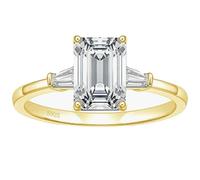 BCughia Womens Sterling Silver Anniversary Rings, 3ct Rectangular Cubic Zirconia Ring for Women Size L 1/2