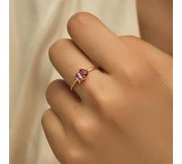 BCughia Womens Wedding Bands Yellow Gold 14K, Engagement Band Rings for Women Pear Shape Tourmaline and Rectangle Crystal Ring Size P 1/2