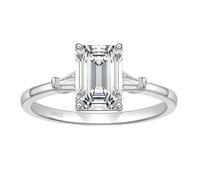 BCughia Womens Wedding Ring Sterling Silver, 3ct Rectangular Cubic Zirconia Ring for Women Size N 1/2