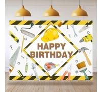Bcuuipo Construction Tools Themed Happy Birthday Backdrop Construction Build Tools Photography Background for Boys Kids Birthday Party Decoration Supplies Cake Table Banner Photo Booth Props 7x5ft