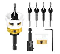 Bcuuozeeing 6-Piece Countersink Drill Bit Set, Countersink Wood Drill with Depth Stop, 1/4 Inch Hex Shank, HSS-M2, Precise Holes for Wood Processing