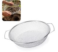 Bcuuozeeing Garden sieve stainless steel soil sieve with handle, 30 cm stainless steel compost strainer, dirt strainer, garden puzzles perfect for gardening, ideal sieve for sieving and filtering