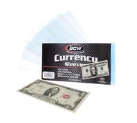 BCW Regular Bill Currency Sleeves - 200 Pack | Thin, Low-Bulk, Acid-Free Polypropylene Sleeves for US Paper Currency | Clear Protective Sleeves for Handling