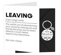 Bcxiuso Leaving Cards Good Luck Gift - 1 Pcs Leaving For Colleagues Cards And 1 Pcs Funny Keychain With New Adventures And Exciting Times Good Luck for Men Women Farewell Gifts In Your New Job
