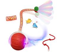 BCYPMYC Cat Toys Interactive Cat Toy Cat Ball Toy USB Rechargeable Self-Moving Ball Can Emit Bird Chirps The Tail Has a Bell Attached Stimulates Cats' Hunting Instincts With 3 Modes (Red).