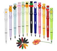 BCYSNR Pack of 12 Magic Pencils with 24 Interchangeable Tips, Eternal Pencil with Eraser, Colouring Pencils without Sharpening, Reusable Infinity Pencil for Children, Students, Office, School