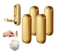 BCYSNR Pack of 4 Foldable Coat Hooks, 90° Foldable Wall Hook, Non-Slip High Performance Wall Mount Invisible Folding Hook, Zinc Alloy Stainless Steel Wall Hooks for Hanging with Curved (Gold)